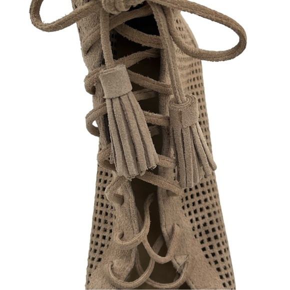 Marc Fisher Shaini Perforated Lace-up Peep Toe Ankle Booties - Picture 9 of 13